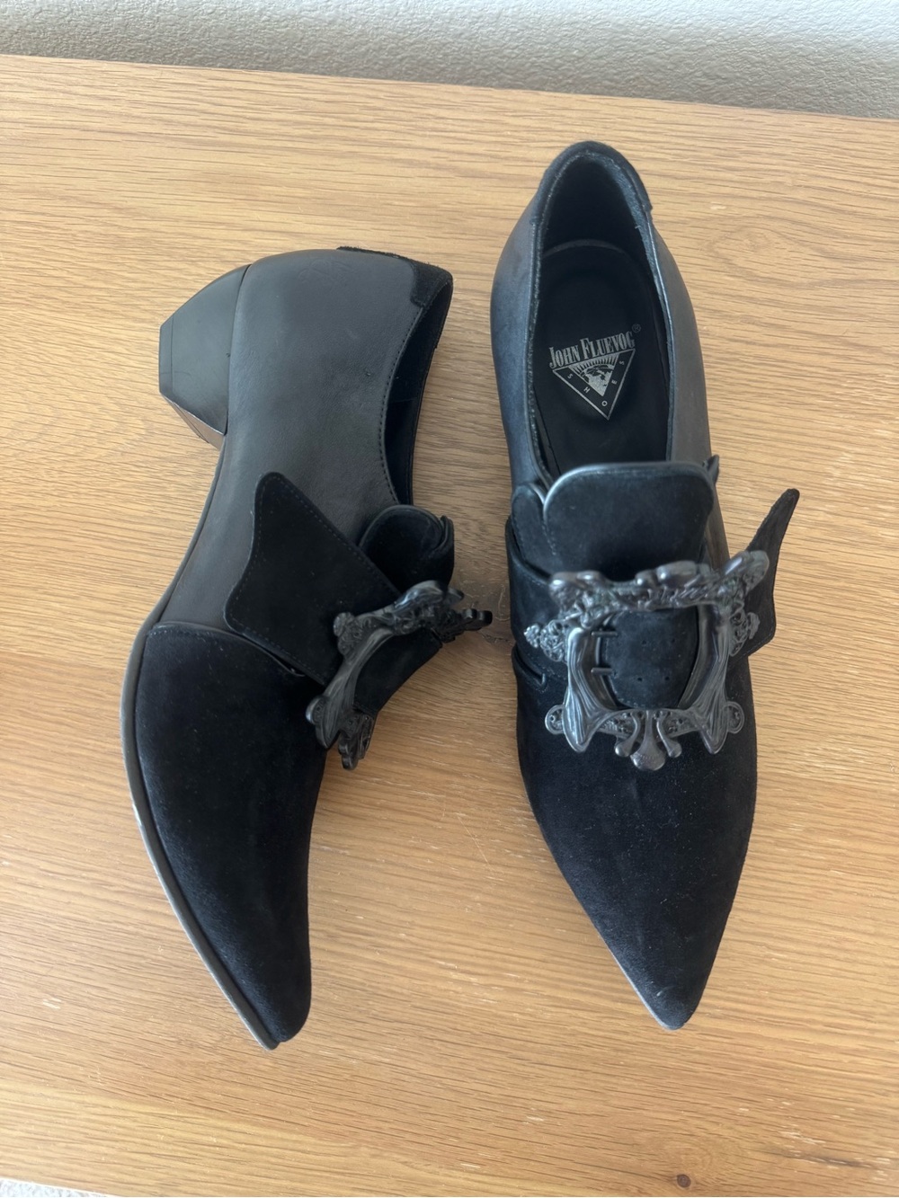 JOHN FLUEVOG DISCONTINUED TRUTH LUIZA LOAFERS WITH ANGEL BUCKLE SIZE 8.5 - Picture 2 of 13